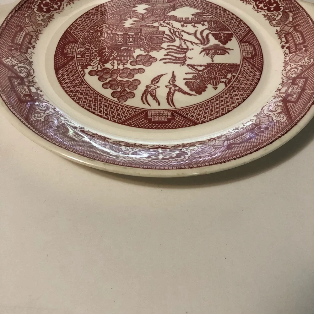 Vintage Pink Willow Royal China Willow Ware Red Ceramic Serving Platter 1953